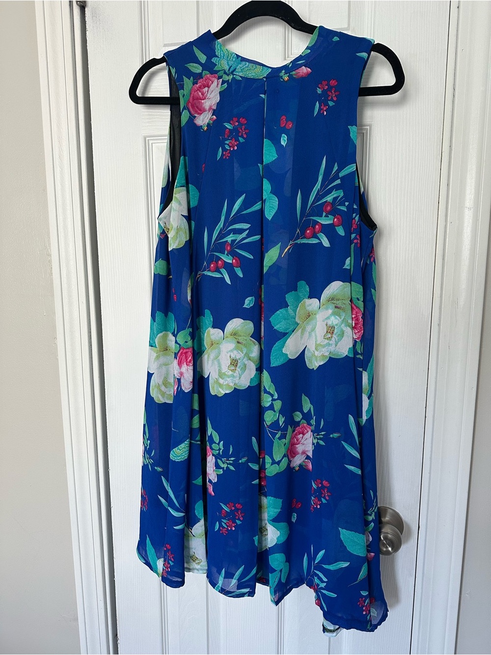 Seven Islands Women’s Large L Blue Floral Sleeveless Pull-On Lined Summer Dress